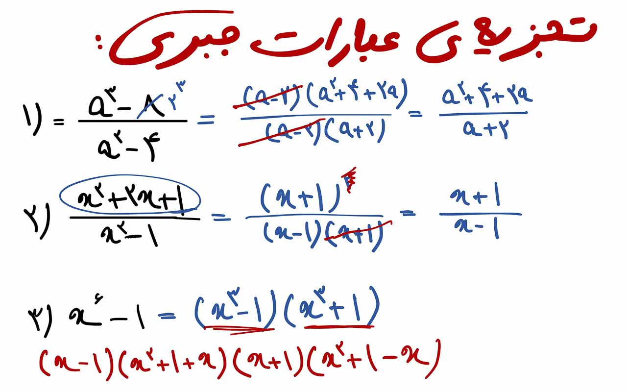 اتحادهای جبری 9 تجزیه عبارات جبری