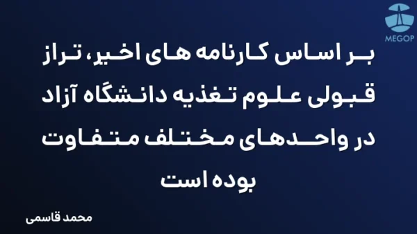 بر اساس کارنامه های اخیر، تراز قبولی علوم تغذیه دانشگاه آزاد در واحدهای مختلف متفاوت بوده است