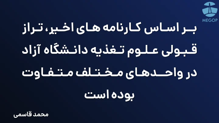 بر اساس کارنامه های اخیر، تراز قبولی علوم تغذیه دانشگاه آزاد در واحدهای مختلف متفاوت بوده است