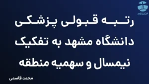 رتبه قبولی پزشکی دانشگاه مشهد به تفکیک نیمسال و سهمیه منطقه